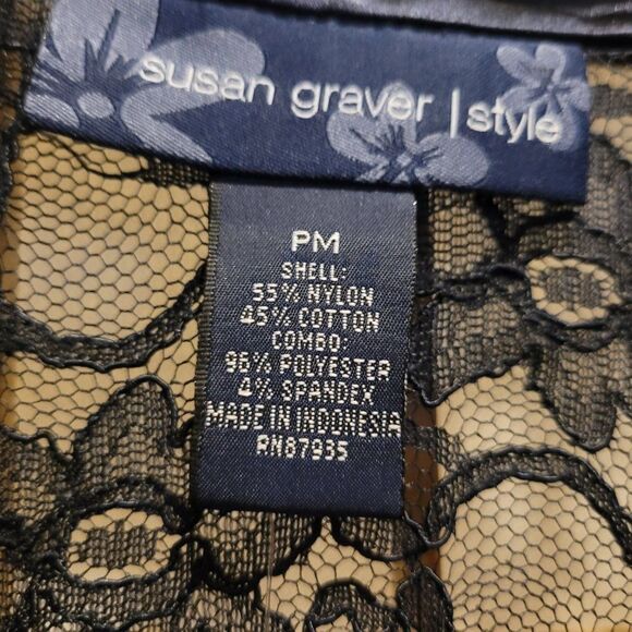 Susan Graver Womens Sheer Blue Lace Duster Jacket Sz PM NWT - Picture 4 of 10